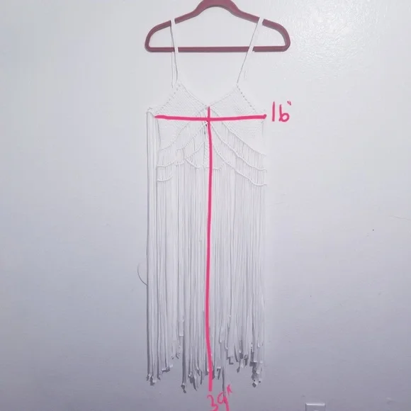 White Braided Fringe TOP, NWT, bohemian, boho, festival, swim cover up, crochet - Picture 8 of 8